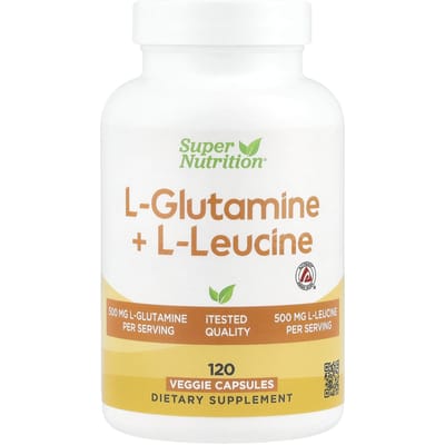 Super Nutrition, l-Glutamine + l-Leucine, 120 gélules végétales