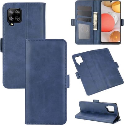 MobyDefend Hoesje - Geschikt voor Samsung Galaxy A12 / M12 - Luxe Wallet Book Case (Sluiting Zijkant) - Blauw
