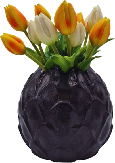 Deco4yourhome® - Vaas - Artisjok - Bloem - Zwart - Black - 20cm