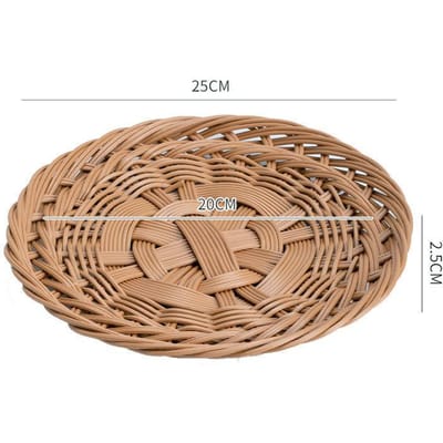 Imitatie Rotan Geweven Stoommandje Snackbord Dinerbord Fruitborden Restaurant Speciale Schotelbord Gefrituurde Snackmand beige