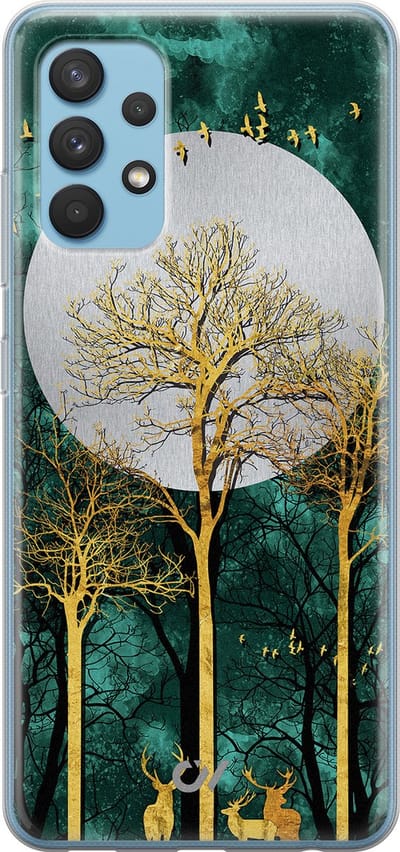 Hoesje geschikt voor Samsung Galaxy A32 4G - Noorderlicht - - Goud - - Casevibes