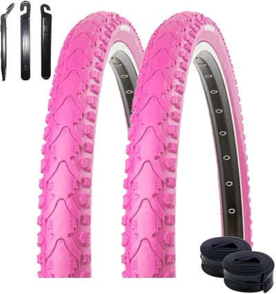 Fietsband Set - Banden Binnenbanden - Hybride Fietsen - Inclusief Bandenlichters - 40-622 28x1.5 - Roze