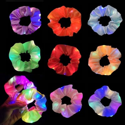 Set van 8 Luminous LED Scrunchies - Elastische Haarkringen voor Ponytails, Feestjes en Speciale Gelegenheden zoals Halloween en Kerst
