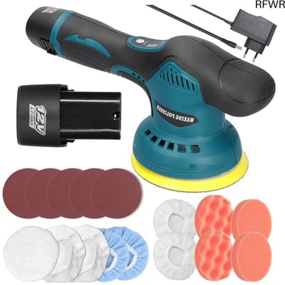 RFWR® Accu-polijstmachine met 8 snelheden en 2 accu's voor autovoertuigen en meubels