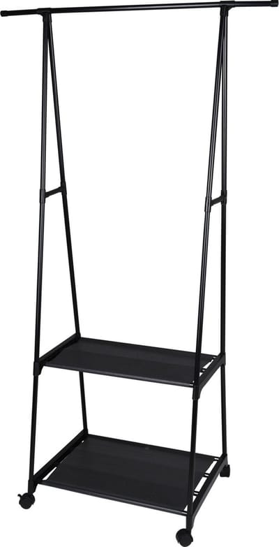Storage Solutions - Kledingrek met 2 planken - zwart