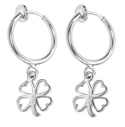 Klem oorbellen- klavertje vier- Zilverkleur- geen gaatje-Charme Bijoux