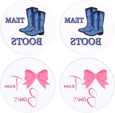 Dailygoods- Stickers Gender Reveal 40 Stuks - TEAM BOWS / TEAM BOOTS - 5 cm - Waterdicht - Zelfklevend - Premium Kwaliteit - Feeststickers