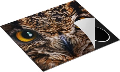 Chefcare Inductie Beschermer Uilenkop met Gele Ogen - Uil - 60x50 cm - Afdekplaat Inductie - Kookplaat Beschermer - Inductie Mat