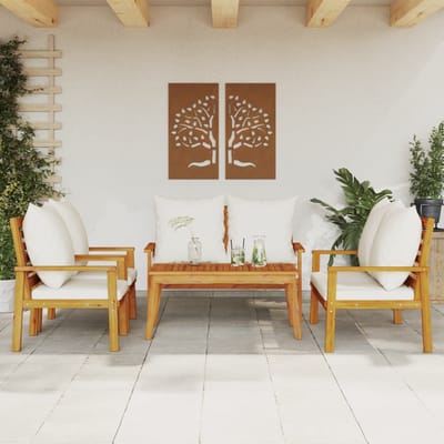 vidaXL - 5-delige - Loungeset - met - kussens - massief - acaciahout