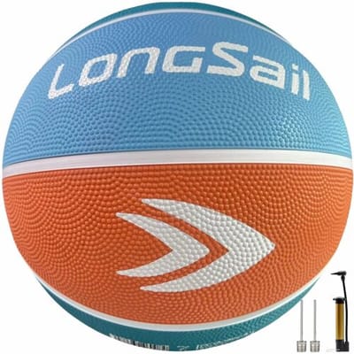 LONGSAIL Hoogwaardige rubberen basketbal (29.5") maat 7# oranje / lichtblauw / saffierblauw / diep oceaanblauw