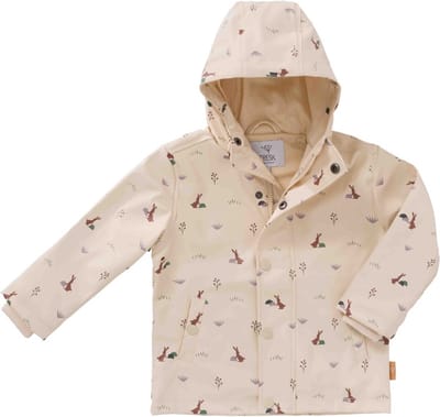 Fresk Regenjas voor Kinderen - 3 jaar - Ritssluiting - Reflectoren - Kinderjas met Capuchon - Waterdichte Jas - Ademend - Bionic Finish - Zandkleurig - Rabbit