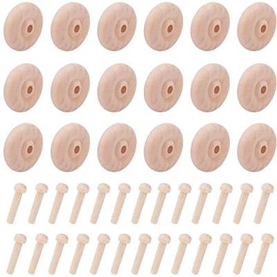 Set van 36 onvoltooide houten wielen voor knutselen, mini wielen voor creatieve projecten en houtbewerking