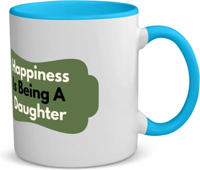 Akyol - happiness is being a daughter koffiemok - theemok - blauw - Dochter - de liefste dochter - verjaardag - cadeautje voor dochter - dochter artikelen - kado - geschenk - 350 ML inhoud
