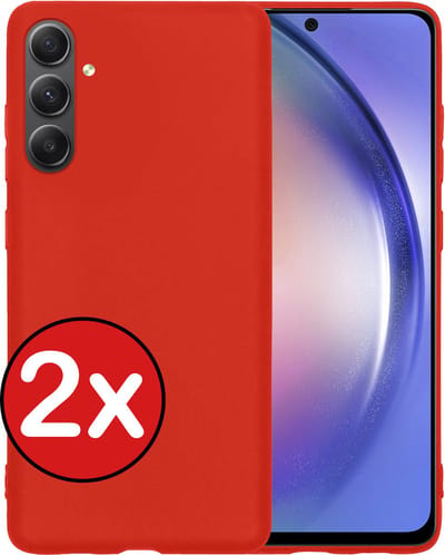 Hoesje - 2 Stuks - Geschikt voor Samsung Galaxy A54 - Sterk & Shockproof - Telefoonhoes - Back Cover - Case Siliconen - Telefoon Hoes - Rood