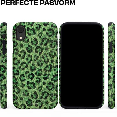 Casetastic hoesje geschikt voor Apple iPhone XR - Dubbellaagse bescherming - Groene Panterprint - Fashion Case - Donkergroen Zwart