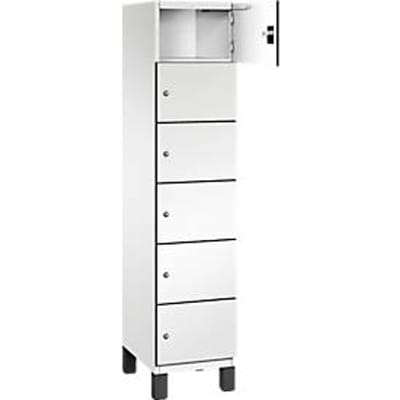C+P Cambio lockerkast, 1 vak, 6 vakken, op poten, B 400 x D 525 x H 1980 mm, verkeerswit/wit