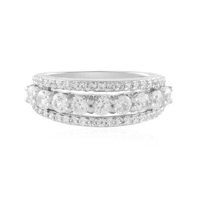 Cavill - Zilveren Ring Geplatineerd 925 Sterling Zilver - Cambodjaanse Zirkoon 1 8 ct - Briljante Pavé Zetting - Elegant Dames Sieraad