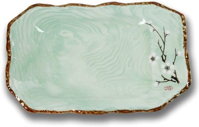 keuken bestekbak Hotel cafe levert ontbijt lunch plaat koken plaat Rechthoekige keramische plaat Cutler plaat (Color : Green, Size : 25CM*16CM)