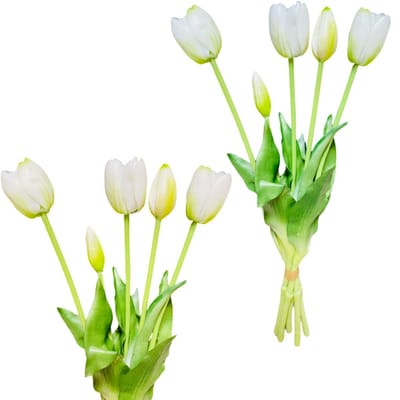 Inspiruj - Real Touch Tulpenboeket - Wit - 39 cm