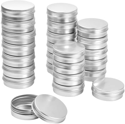 Dailygoods- Cosmetic Jars 24 Stuks - 60ml Aluminium - Ronde Potjes - Schroefdeksel - Lichtgewicht - Duurzaam - Opslagpotjes