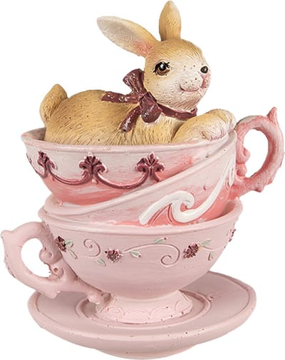 Clayre & Eef Beeld Konijn 10 cm Bruin Roze Polyresin