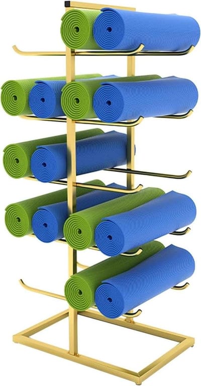 Yogamatrek - Mattenhouder Organizer - Sportspullen Opbergen - Vrijstaand 5-laags - 58 x 40 x 130 cm - Zwart