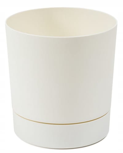 AURA Pot met Schotel - Ø 17,5cm, H 18,4cm - Crème