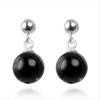 Luxenter oorbellen, metaallegering en gerhodineerd onyx coleki