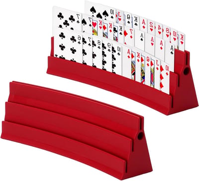2 x Kaarthouder van Plastic voor Staande Kaarten, Met Viltstrips voor Gemakkelijk Spelen, Ideaal voor Senioren en Kinderen, Handvrije Kaartstandaard voor Volwassenen en Spelletjes
