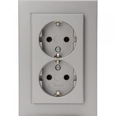 Kopp HK07 wandcontactdoos 2-voudig geaard - per 3 stuks - staal (958247001) - wandcontactdoos