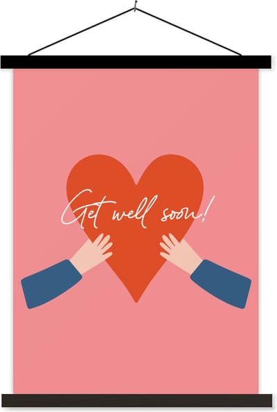 Posterhanger incl. Poster 60x80 cm - Schoolplaat - Beterschap - Quote - Hand - Textielposter - Zwarte latten