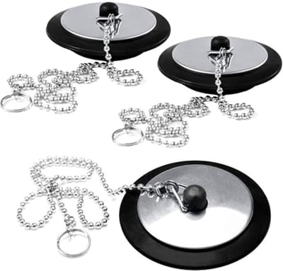 Universele Gootsteenstekkers - 3 Stuks Badplug met Ketting voor Keuken en Badkamer