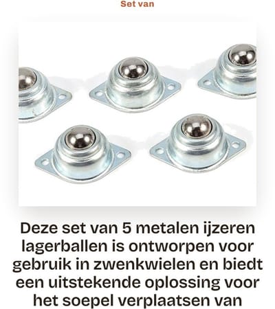Dailygoods - Set van 5 Universele Ijzeren Lagerballen voor Zwenkwielen