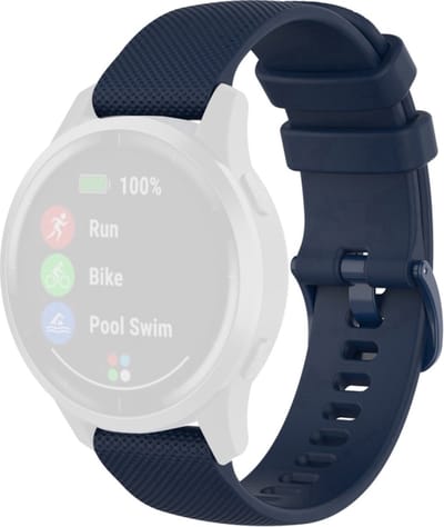Siliconen bandje - geschikt voor Garmin Venu / Venu SQ / SQ 2 / Venu 2 Plus / Vivomove / 3 / Style / Vivoactive 3 / Vivoactive 5 / Forerunner 55 / 165 / 245 / 645 - donkerblauw