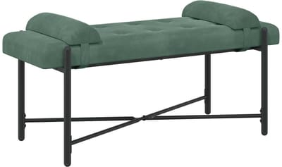 vidaXL - Knopgestoffeerde - Bank - met - Kussens - Zeegroen - 110 - x - 40 - x - 46 - cm