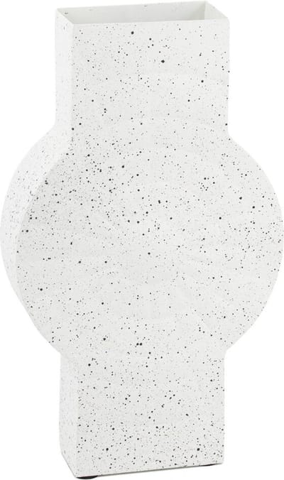 HomeBound by KY | Metalen ornament vaas white dots | 10x18x30,5cm | bloemenvaas metaal