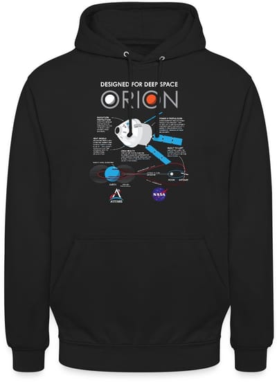 NASA Ontwerpkenmerken van het Orion-ruimtevaartuig Hoodie Unisex