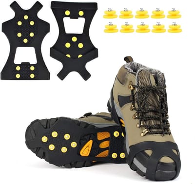 1 paar Schoenspikes - Sneeuwkettingen - Anti Slip Sneeuwzolen met Sneeuwkettingen - Veilig lopen op Sneeuw en IJs - Maat S, Schoenmaat 31-36 - Met 10 Spikes voor extra grip - Antislipzool IJssneeuwketting voor laarzen