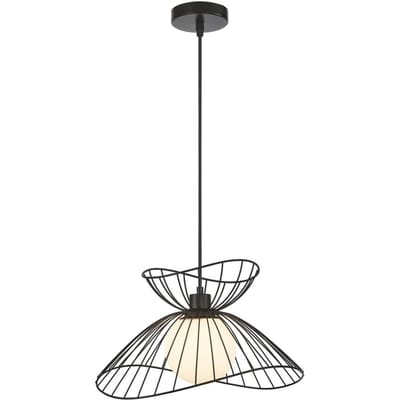 Viokef Hanglamp Belinda met glazen kap, zwart