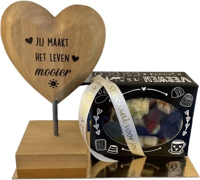 Hart - Jij maakt het leven mooier - Bonbons - Lint: Speciaal voor jou - Cadeauverpakking