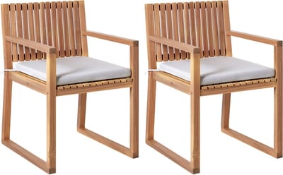 SASSARI PREMIUM - Tuinstoel set van 2 - Bruin/Lichtgrijs - Acaciahout