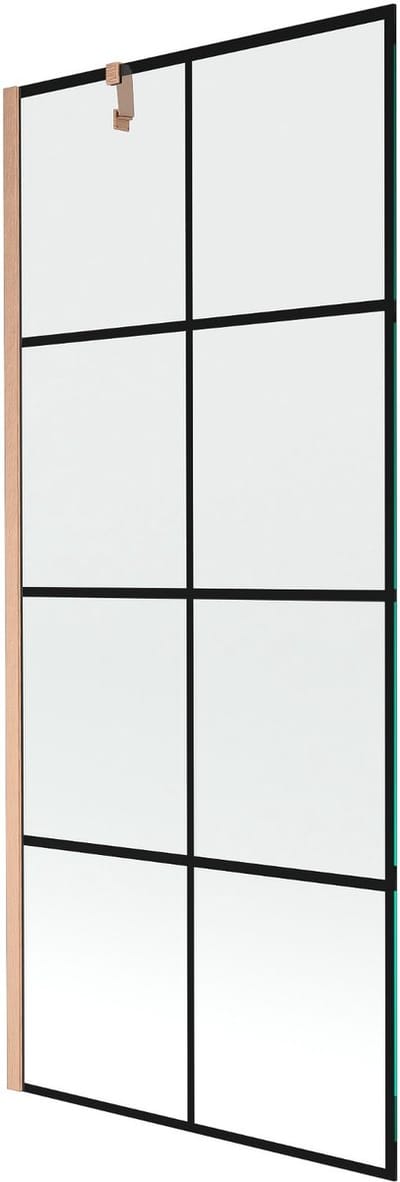 Mexen Next 1-delige badwand 80 x 150 , zwart raster, geborsteld koper - 895-080-000-00-77-65