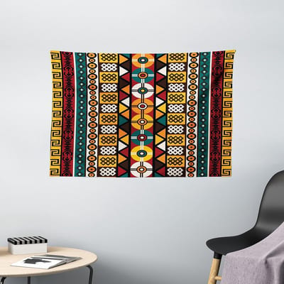 ABAKUHAUS Kente Tapijt, Primitieve randen, Woonkamer Slaapkamer Wanddoek Zijdezacht Satijn Tapijt, 150 x 100 cm, Meerkleurig