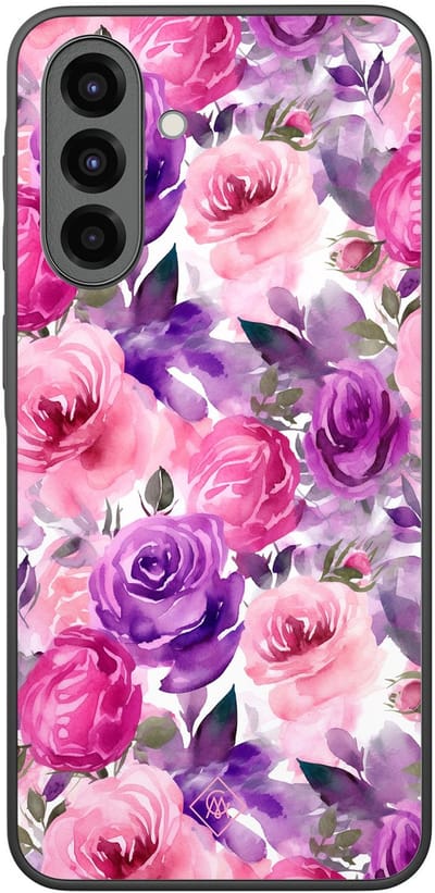 Casimoda® hoesje - Geschikt voor Samsung Galaxy A36 - Rosy Blooms - Zwart TPU Backcover - Planten - Roze