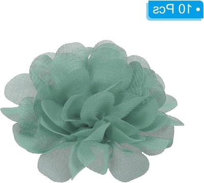 Chiffon Bloemen 2.8 Inch, 10 Stuks Mesh Stof Bloemen voor Naaiwerk, DIY Decoraties en Bruiloft Versiering, Donkergroen