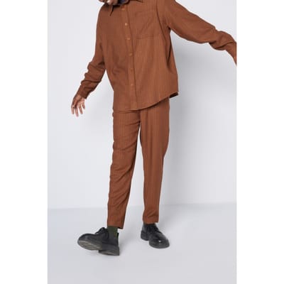 American Vintage Jossybay Shirt Rayures Marrons Size: S | Casual Shirts Outlet | Heren | Bruin