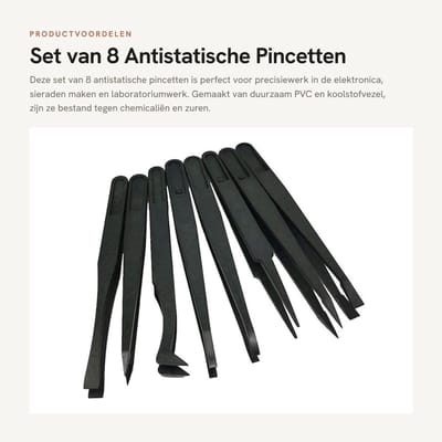 Dailygoods - Set van 8 Antistatische Pincetten voor Elektronica en Sieraden