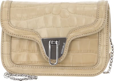 COCCINELLE Leren Schoudertas Marvin Twist Croco Shiny Soft Handbag Silk Beige