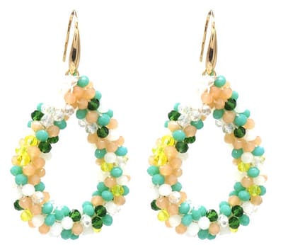 Oorbellen met Glaskralen - Facet Geslepen - Oorhangers - 4,5x3,5 cm - Multicolor