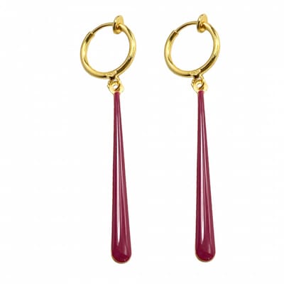 Klem oorbellen- Lafayette -emaille- Bordeaux rood- goudkleurig-geen gaatje-Charme Bijoux